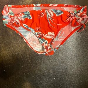 red bikini bottom with floral print
